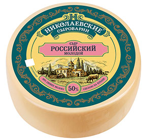 Сыр Российский молодой цилиндр 50% Сыры Кубани