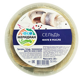 Сельдь филе в масле Меридиан 480гр