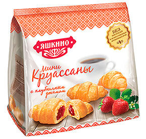 Мини-круассаны Яшкино с клубничным джемом 180гр