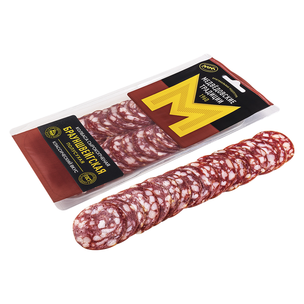 Брауншвейгская колбаса скполусухпродмяснкатА в сервировочнарезупакв МГА 01 кг ООО ММК 280₽