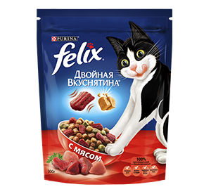 Корм Felix Двойная вкуснятина с мясом 300гр