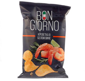 Чипсы Bon Giorno со вкусом Креветка в белом вине 90гр