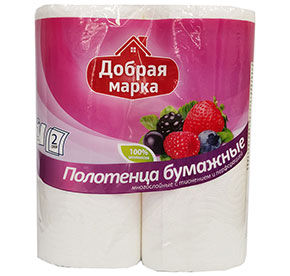 Полотенце бумажное Добрая марка 2-слойное 2шт
