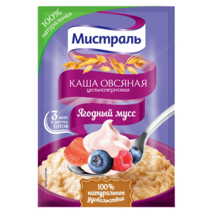 Каша 40 г Мистраль овсяная Ягодный Мусс м/уп