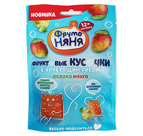 Фруктовые кусочки из яблок и манго с хрустящим рисом 42гр