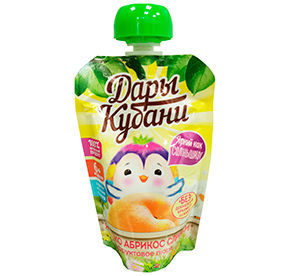 Пюре Фруктовое 90г Дары Кубани из яблок/абрикосов со сливками дой-пак 