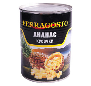Ананасы кусочки в легком сиропе Ferragosto ж/б 580мл
