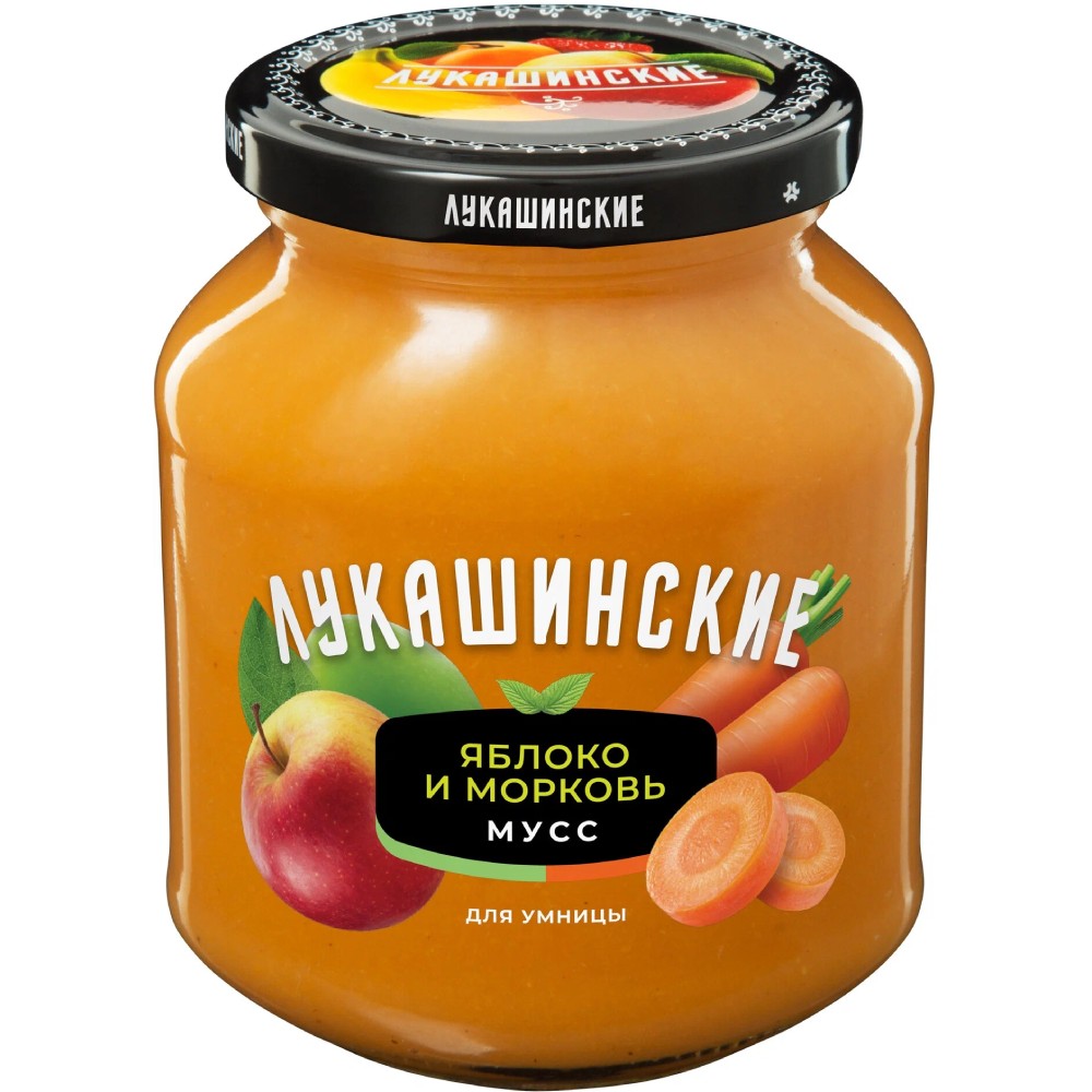 Мусс Лукашинские яблочно-морковный Фитнес 370г стб 235₽