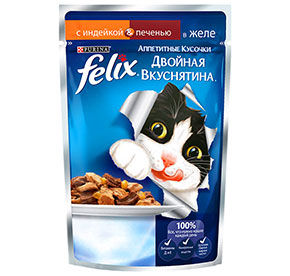 Корм для кошек FELIX индейка/печень м/у 85гр