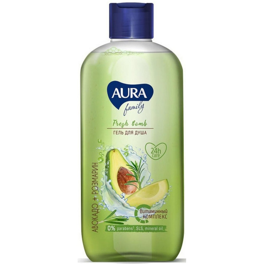 Гель для душа 400мл AURA FAMILY Авокадо и розмарин пфлакон 210₽