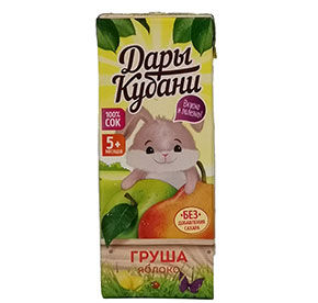Сок яблочно-грушевый Дары Кубани для детей 200мл