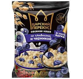 Каша Царский перекус овсяная НТВ черника со сливками м/у 35гр