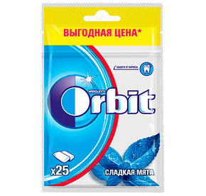 Жевательная резинка Orbit Сладкая мята упаковка 25 драже 34гр