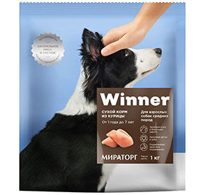 Корм сухой WINNER для взрослых собак средних пород из курицы м/у 1кг 
