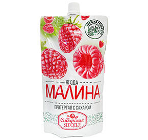 Протертая с сахаром малина Сибирская Ягода 0,28кг д/пак ООО ТПК "САВА"