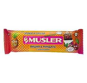 Батончик мюсли MUSLER ореховый "Вишня, миндаль с шоколадом" 30г