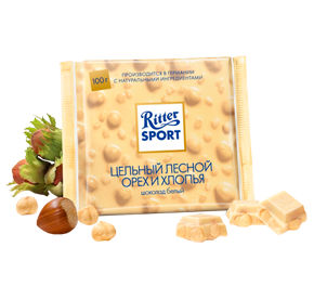 Риттер спорт шок-д Extra Nut белый с лесн.ор и хлопьями 100г*10