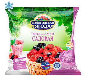 Смесь для смузи вишня-клубника-черная смородина Вологодская ягода замороженное 300гр
