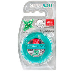 Зубная нить SPLAT DentalFloss мятная тонкая с ВОЛОКНАМИ СЕРЕБРА