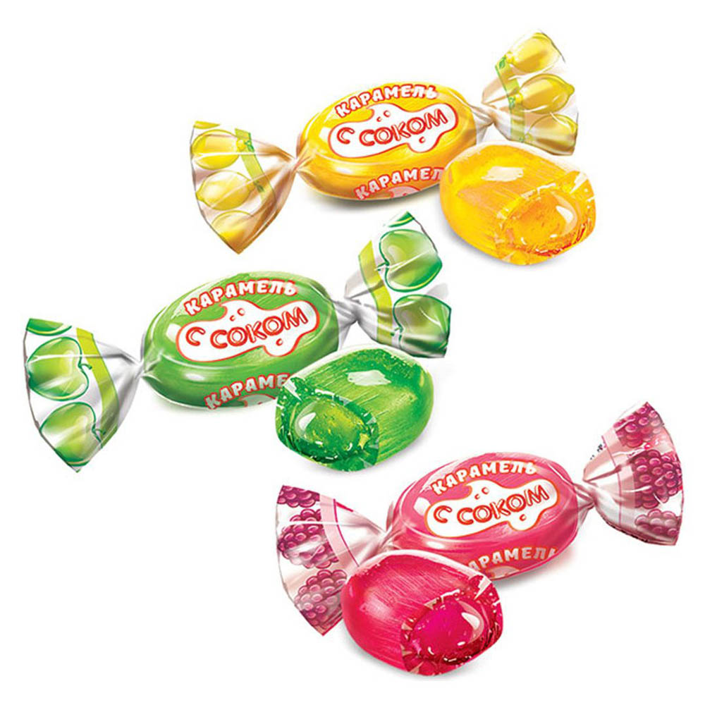 Карамель леденцовая с фруковой начинкой ассорти с соком 335₽