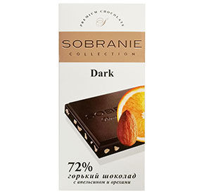 Шоколад Sobranie горький апельсин и орех 90гр