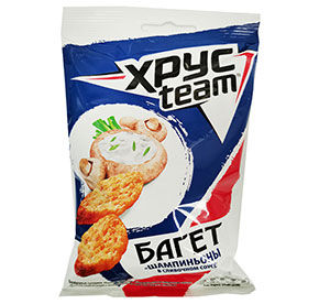 Сухарики-багет ХрусTeam Шампины в сливочном соусе 60гр