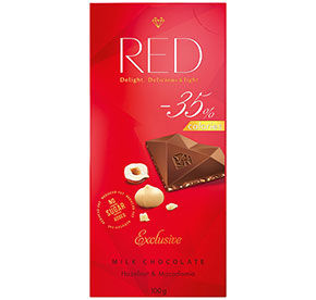 Шоколад молочный RED фундук и макадамия 100гр