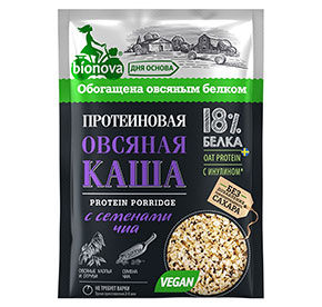 Каша 40 гр BIONOVA протеиновая быстрого приготовления овсяная с семенами Чиа флоу-пак