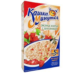Хлопья овсяные Кашка-Минутка с земляникой к/кор 185гр