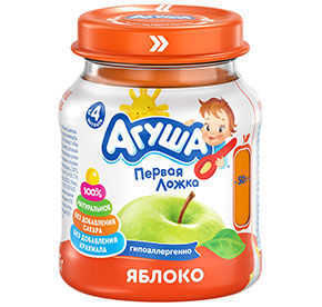 Фруктовое пюре Агуша Яблоко 120мл с/б