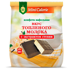 Конфеты Mini Calorie вафельные вкус Топленого молока с экстрактом стевии м/уп 200гр