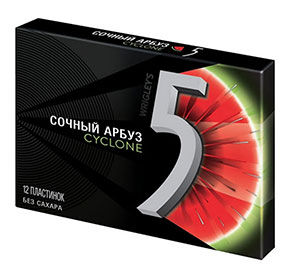 Ригли 5 Cyclone Сочный арбуз жевательная резинка 31,2г