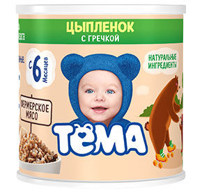 Пюре Тёма из цыпленка с гречкой с 6мес 100гр