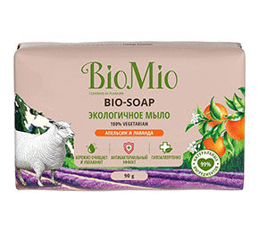 Мыло туалетное BioMio BIO-SOAP Апельсин, лаванда и мята б/уп 90г