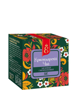 Чай зеленый с мятой и крапивой листовой Краснодарскiй чай ВЕКА 30 гр бандероль м/уп