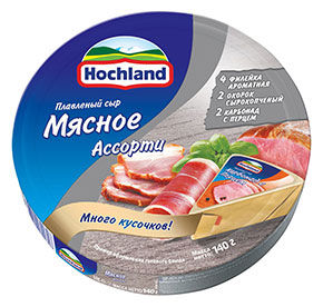 Сыр плавленый Hochland ассорти мясное к/к 140г [м]