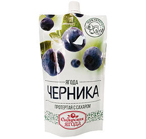 Протертая с сахаром черника Сибирская Ягода 028кг дпак ООО ТПК САВА 155₽