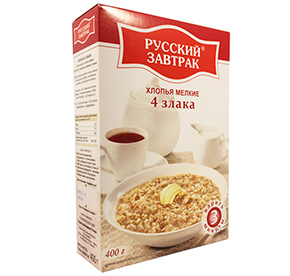 Хлопья Русский завтрак 4 злака мелкие к/уп 400гр