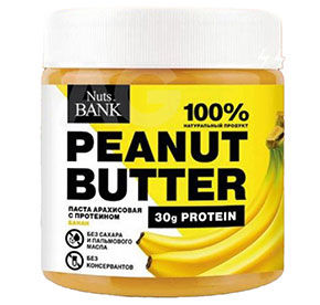 Арахис Nuts BANK обжаренный тертый с протеином с банановым вкусом 75гр