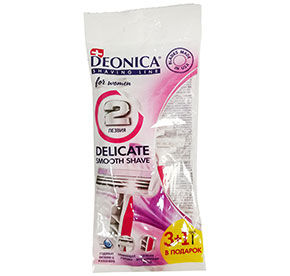 Одноразовые безопасные бритвы Deonica 2 лезвия FOR WOMEN  3 + 1 шт в подарок п/уп