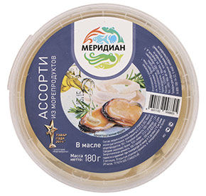 Ассорти из морепродуктов в рассоле Меридиан 180гр