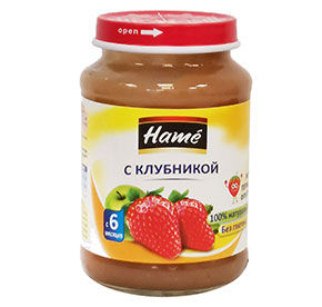 Дет.питание HAME с клубникой с/б 190г