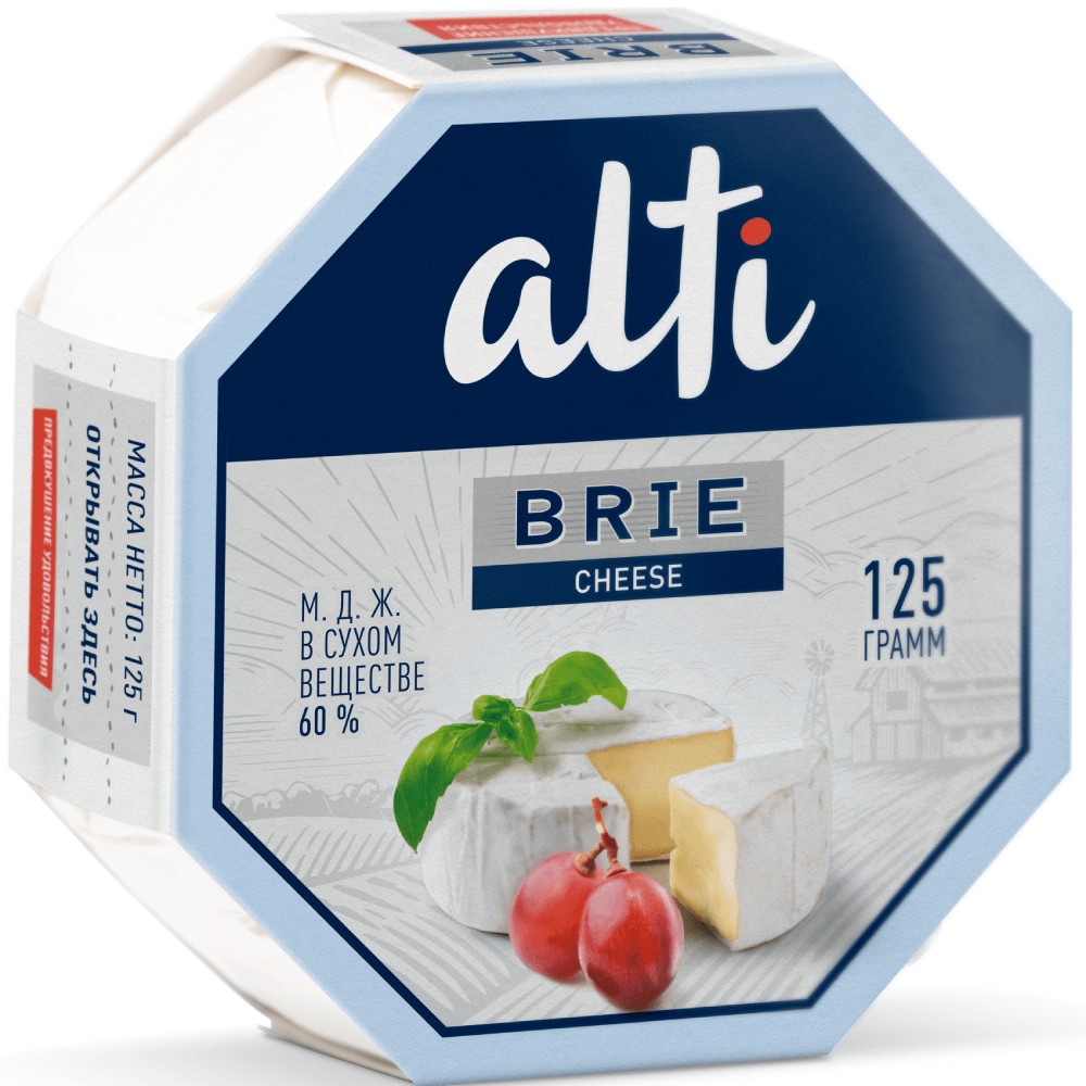 Сыр ALTI с белой плесенью Brie ромб ку 125г м 295₽