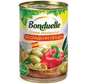 Оливки Мансанилья фаршировсладким перцем 300 гр консервирпастериз 240₽