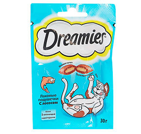 Лакомство для кошек Dreamies с лососем м/уп 60гр