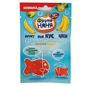 Фруктовые осьминожки из яблок и банана с хрустящим рисом ФрутоНяня 16гр