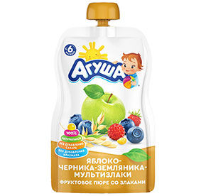 Пюре Агуша Яблоко-черника-земляника-мультизлаки 90гр