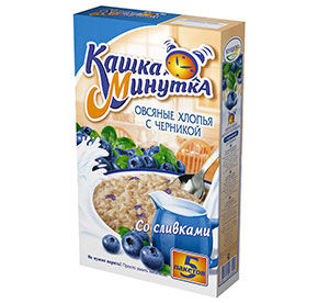 Хлопья овсяные Кашка-Минутка черника со сливками к/кор 215гр