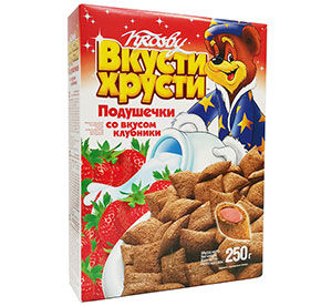 Подушечки Вкусти-Хрусти с клубничной начинкой кар.уп 250г