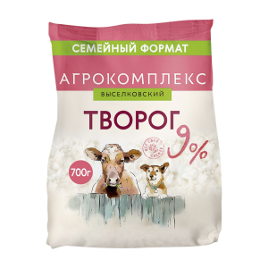 Творог 9% Агрокомплекс Сыры Кубани 700гр